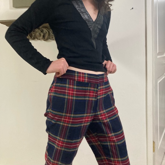 Talbots plaid pants red and black check casual slacks - Picture 8 of 10